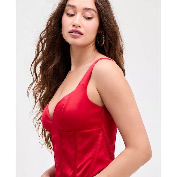 GUESS Women's J'Adore Sleeveless Sweetheart Red Corset Top Size M NWT - Picture 4 of 6